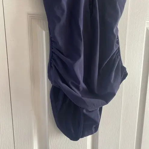 Aqua Green Women's Navy One Piece Swimsuit Slimming Ruche NEW Small Swim Beach