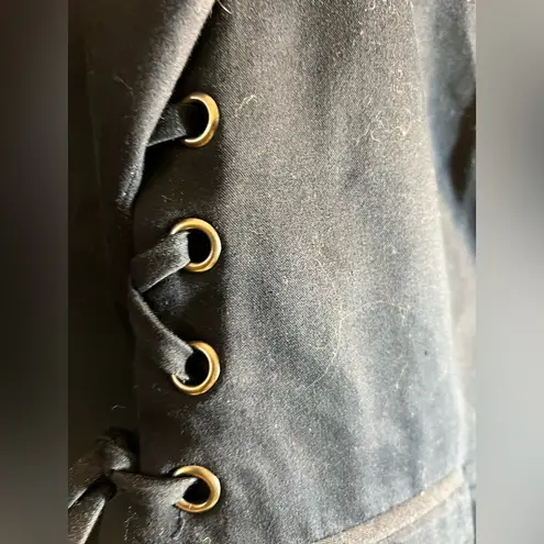 Navy Women's Blazer by Isabella, denim type blazer, unique laced up detail, crop Blue Size 8