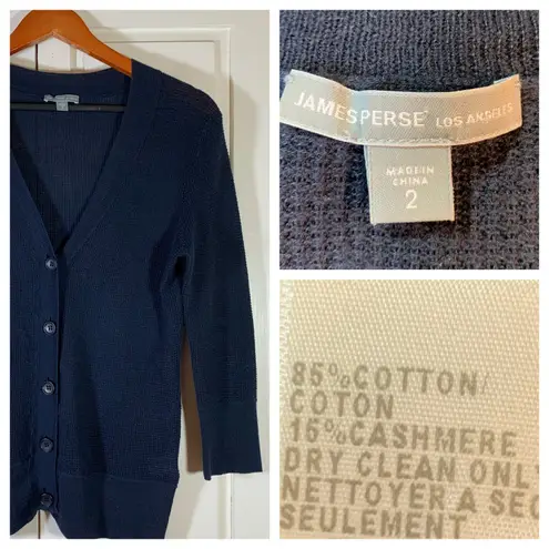 James Perse 2 Los Angeles Cotton Cashmere Knit Cardigan Sweater Womens Medium - Image 13