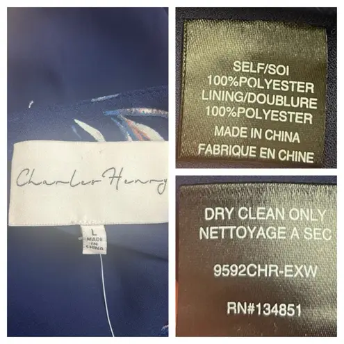 Charles Henry New Dress One Shoulder Midi Blue Pink Floral Women’s Size Large