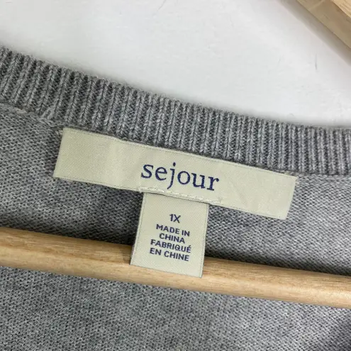 Sejour Women Grey Button Down Cardigan Size 1X Faux Pearl Preppy Feminine Dainty Gray - Image 5