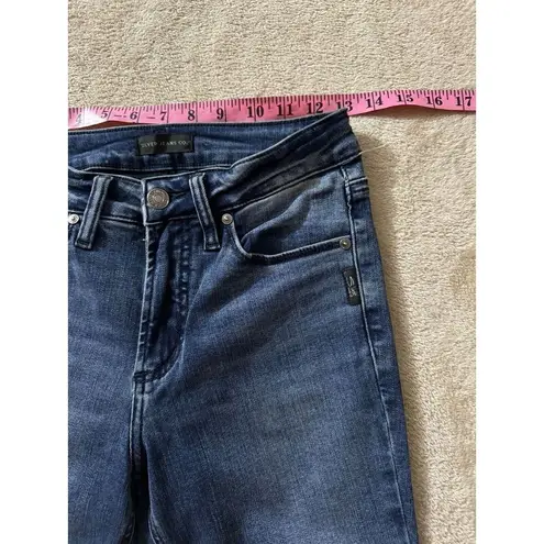 Silver Jeans Silver Suki Super Stretch Women's Skinny Mid Rise Blue Denim Embroidered Sz 26