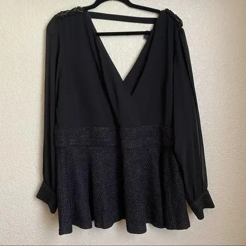 City Chic  long sleeve Top Blouse Peplum sheer L