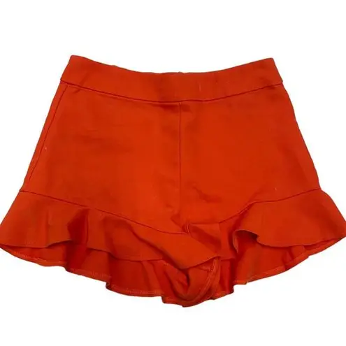 ZARA  Shorts Womens Small Orange Ruffle Hem High‎ Rise Preppy thumbnail 2