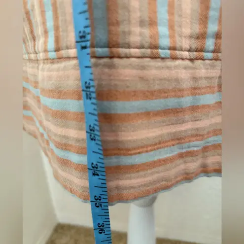 Faherty Isha 100% Organic Cotton Button Down Pocket Muslin Shirt Dress L Orange Size L