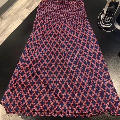 One Size Fits Most Fit and Flare Flowy Dress Pink and Blue Spaghetti Straps Size M