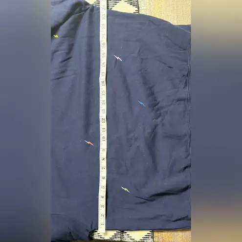 Love Stitch Dark Blue Sweater with embroidered Multicolor Bolt Accents Size L