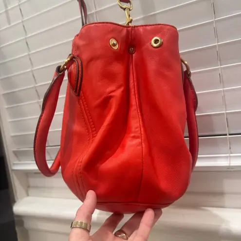 J.Crew Peyton smooth leather Satchel Crossbody Bag Red l Tassel Removable Strap