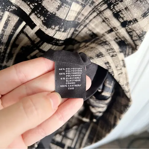 Lafayette 148 • Vania Sheath Dress color block black leather brown draped fitted