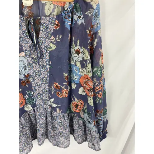 O'Neill  Semi Sheer Floral Purple blouse Size XS
