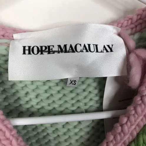 NEW Hope Macaulay Sparkle Puff Sleeve Chunky Knit Merino Crop Cardigan Size XS Pink