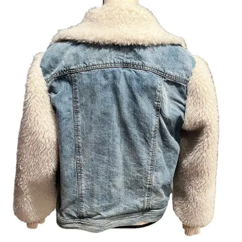Rebecca Taylor LA VIE DENIM & FAUX FUR JACKET - LIGHT DENIM Size M