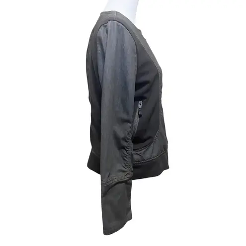 Sundance Women’s Size 14 Gray Denim Moto Jacket Asymmetrical Zip Stretch