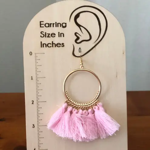 Set of 6 Boho Statement Earrings Tassel Fringe Feather Festival Hook Clasp NWOT