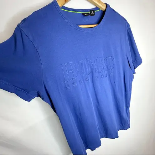 Hugo Boss Boss  Blue Embossed Logo Lightweight Short Sleeve T Shirt Women Medium