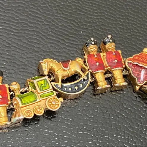 Vintage AVON Nutcracker Train Christmas Theme Slider Bracelet