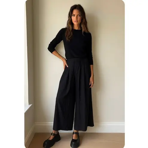 Vintage Forenza Black Wide Leg Cropped Palazzo Boho French Girl Effortless Chic Size M