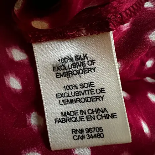 Rebecca Taylor 3D Applique Red Floral Heart Top 100% Silk Size 2 Valentines Love