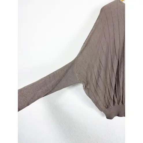 Nap Loungewear Wool Sweater One Size Knit Ribbed Dolman Sleeve Batwing Cozy Brown
