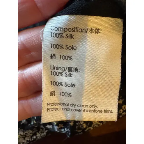 3.1 Phillip Lim 3.1 Phillip Lim Dress Women 4 Black Silk Floral Jeweled Neck Shift Mini Luxury