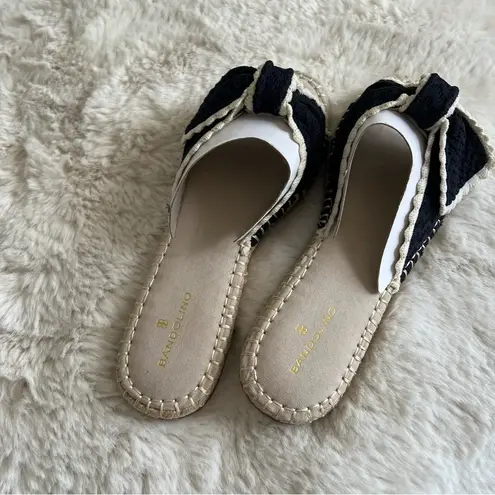 Bandolino Navy Blue Braylin Bow Tie Scallop Trim Espadrille Slide Sandals NEW