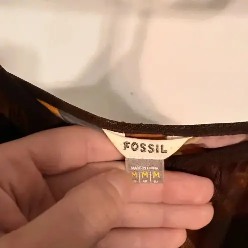 Fossil FINAL
PRICE  Brown Mesh Geometric Printed Dress