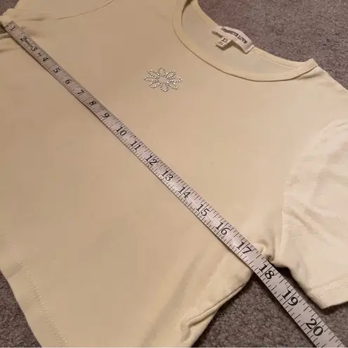 Obsessive Love Yellow Rhinestone Daisy Short Sleeve Crop Top