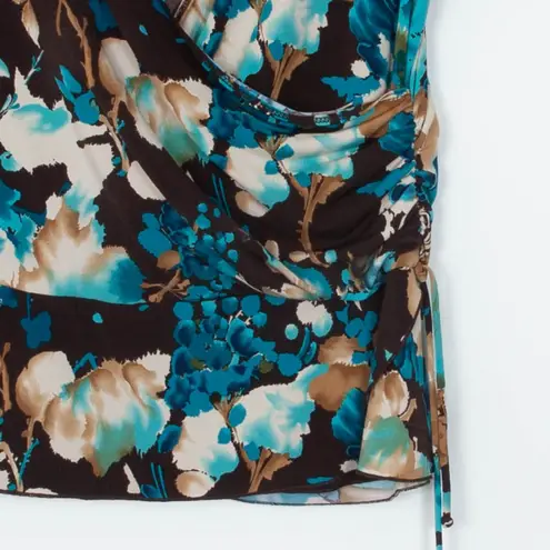 Vintage Stephen and Casey Womens Floral Faux Wrap Blouse Size M Fairy Boho Blue Size M