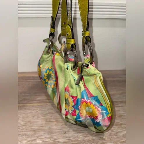 New Y2K Olivier Strelli Green Blue Multicolor Women’s Floral Bag Purse Deadstock