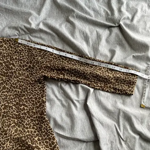 Garnet Hill Merino Wool Cardigan Sweater Women S Cheetah Animal Print Button