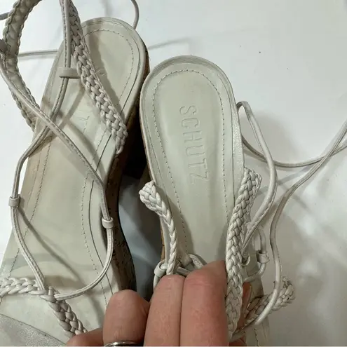 Schutz Maxima Cutout Platform clogs sandals lace up Size 7,5