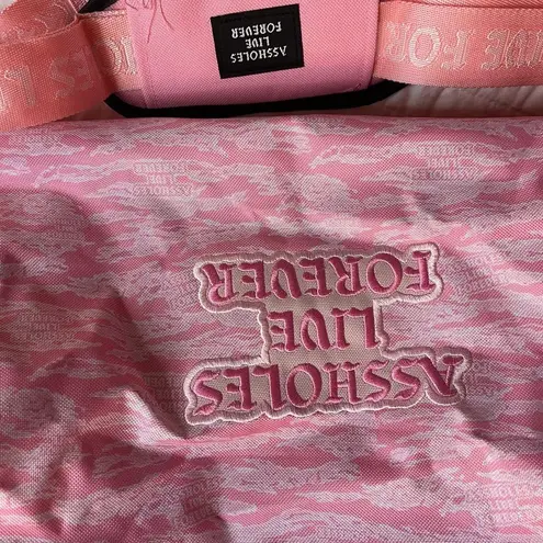 New assholes live forever pink emotional baggage duffel bag