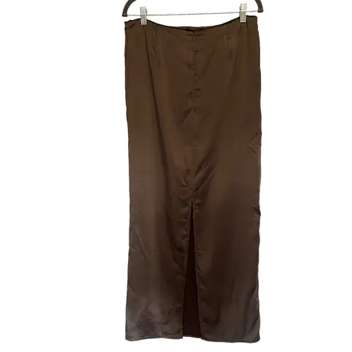 Motel Satin Maxi Slip Skirt Sz M Olive Y2K Whimsigoth Indie Sleaze Satin Grunge