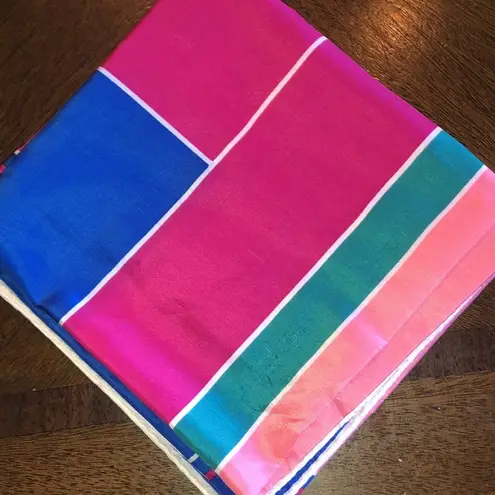 Vintage Pink Blue Geometric Abstract Colorblock Retro Boho Scarf