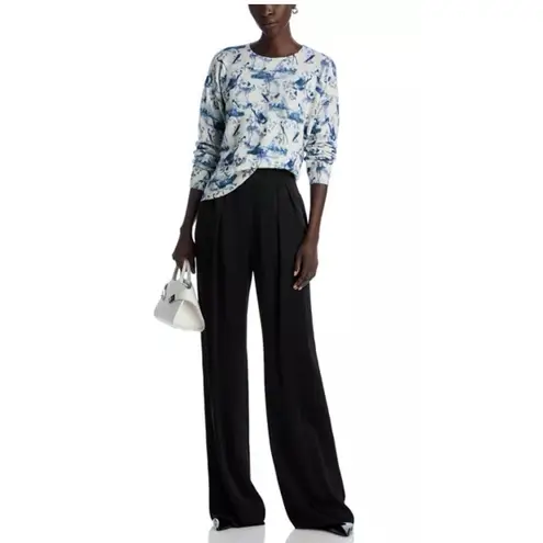 C by Bloomingdale's Cashmere Toile Crewneck Sweater Blue Cream Size XL