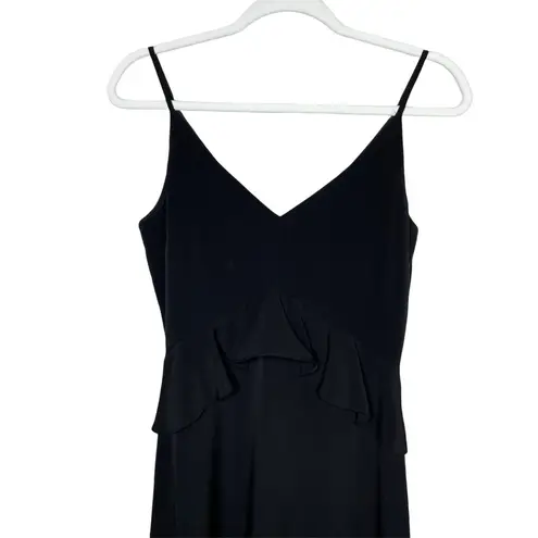 H by Halston Black Midi Dress Size XS Tiered Ruffle Hi-low Hem Spaghetti Straps
