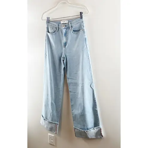 Just Black Denim The High Rise Cuffed Palazzo Wide Leg Light Wash Jeans 27 / 4