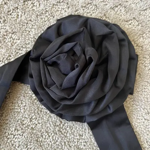 Stradivarius NEW Stradivarious Black Satin Rosette Tie Sash Scarf Accessory Hair Neck Head