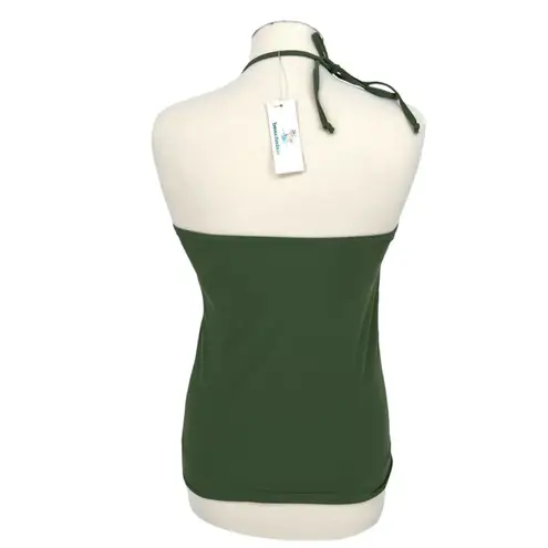 Beachsissi Halter Neck Bikini Top Ruched Bottom Olive Green Size Medium NWT