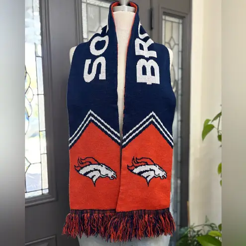 Forever Collectibles Denver Broncos NFL Navy & Orange Reversible Knit Scarf Blue