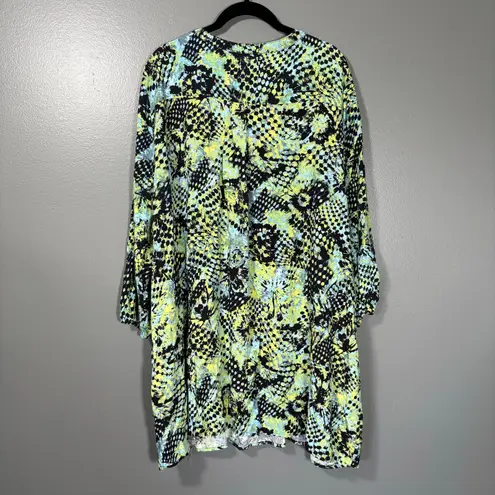 Arna York Blue & Yellow Graffiti Style Boho Peasant Top