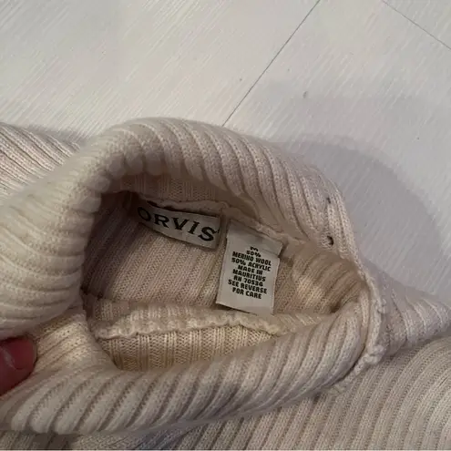 Orvis fold over turtleneck sweater oat cream wool
