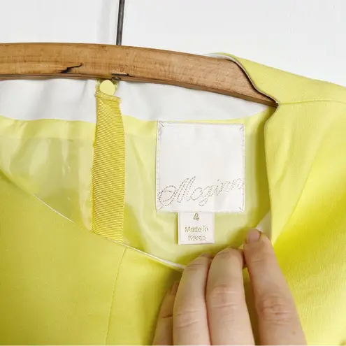McGinn • Taylor Dress fit & flare polished cotton lemon yellow chartreuse Anthro Size 4