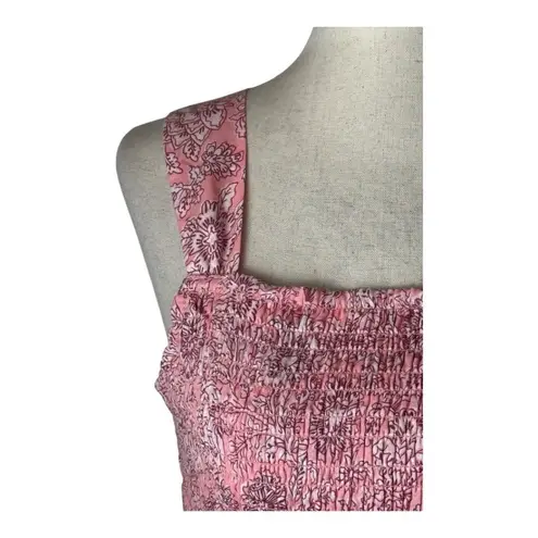 House of Harlow House of Harlow 1960 Top Women Medium Pink Floral Smocked Back Tie Crop Tank