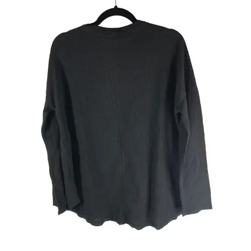 Love Riche Womens V-Neck Long Sleeve Top Waffle Knit Back Size M