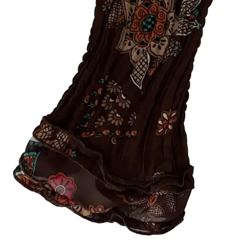 Essentials by Milano Womens Y2K Fairy Paisley Beaded Top Size XL Button Up Boho Brown