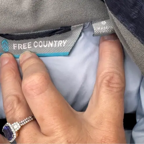 Free Country Puffy Vest navy blue down Feather small zip up pockets casual