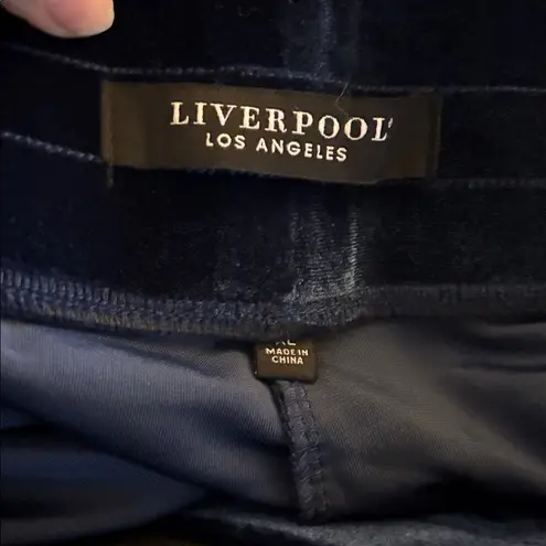 Liverpool Pull-On Stretch Velvet Joggers Midnight Blue Sz LG Holiday Pockets