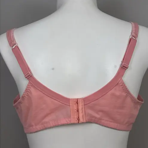 Delicates Vintage Size 48D Bra Unlined Sling Style Wire Free Melon Pink Lace