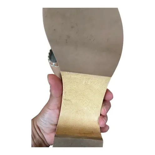 FRANCES VALENTINE Leather Sandals Clogs Wooden Soles Platform Slides Italy 9 EUC Blue